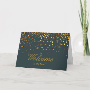 Faux Gold Foil Confetti Elegant Sparkles Välkommen Kort