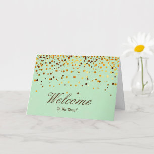 Faux Gold Foil Confetti Elegant Sparkles Välkommen Kort