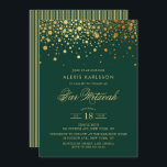 Faux Gold Foil Confetti Grönt Pub Mitzvah Inbjudningar<br><div class="desc">Inbjudan familj och vänner till er sons Pub Mitzvah med denna elegant grönt och guld inbjudan. Den har faux guld konetti-punkter och rand mönster. Anpassa genom att lägga till information om namn,  datum,  tid,  plats och andra händelser. Matchande objekt är tillgängliga.</div>