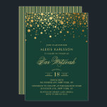 Faux Gold Foil Confetti Grönt Pub Mitzvah Inbjudningar<br><div class="desc">Inbjudan familj och vänner till er sons Pub Mitzvah med denna elegant grönt och guld inbjudan. Den har faux guld konetti-punkter och rand mönster. Anpassa genom att lägga till information om namn,  datum,  tid,  plats och andra händelser. Matchande objekt är tillgängliga.</div>