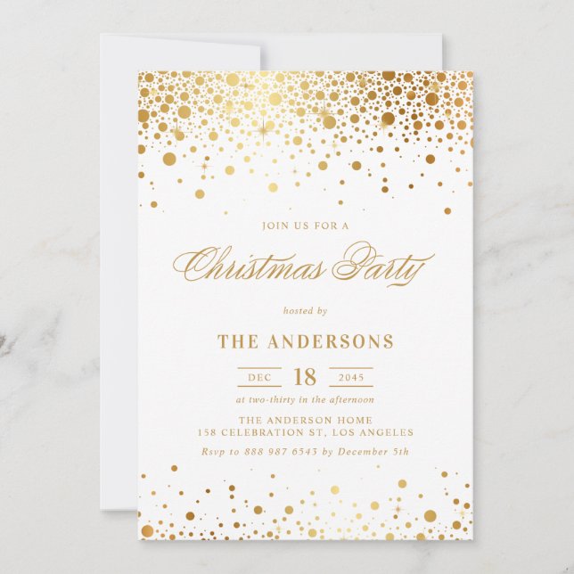 Faux Gold Foil Confetti julfest bjudan Inbjudningar (Framsida)