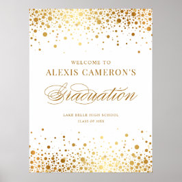Faux Gold Foil Confetti Studentfest Välkommen Poster