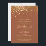Faux Gold Foil Confetti Terracotta Bat mitzvah Inbjudningar<br><div class="desc">Inbjudan familj och vänner till din dotters Bat mitzvah med elegantens inbjudan guld och terracotta. Den har faux guld konetti-punkter och ett elegant-skript. Anpassa genom att lägga till information om namn,  datum,  tid,  plats och andra händelser. Matchande objekt är tillgängliga.</div>