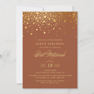 Faux Gold Foil Confetti Terracotta Bat mitzvah Inbjudningar