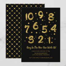 Faux Gold Foil Coundown Nyårsafton Party Card