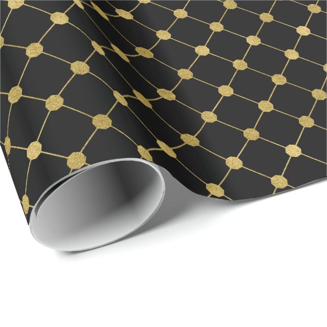Faux Gold Foil Dot Mönster Helgdag Wrapping Papper Presentpapper (Rullad Hörn)