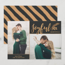 Faux Gold Foil Elegant Hälsning Photo | Svart