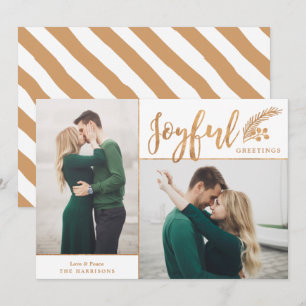 Faux Gold Foil Elegant Hälsning Photo Vit Julkort