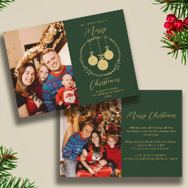 Faux Gold Foil Elegant jul Photo Grönt Julkort