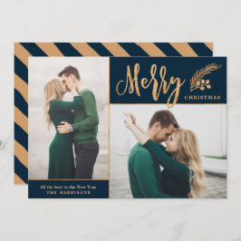 Faux Gold Foil Elegant jul Photo | Tunga Julkort