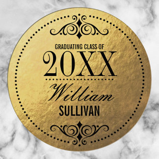Faux Gold Foil Elegant Studenten Sticker Runt Klistermärke