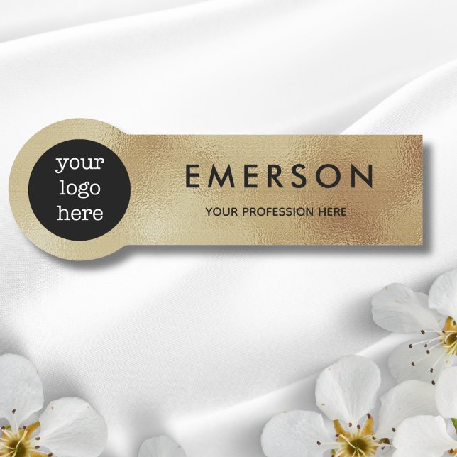 Faux Gold Foil Employee Namn Logotyp Badge Namnbricka (Skapare uppladdad)