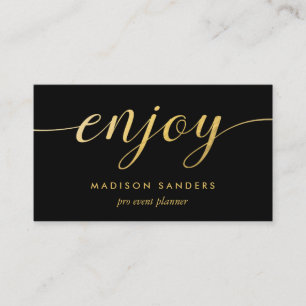 Faux Gold Foil Enjoy Typography Event Planner Visitkort