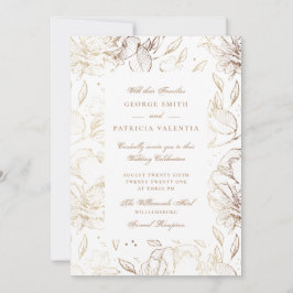 Faux Gold Foil Flowers Hand plockade Elegant bröll Inbjudningar
