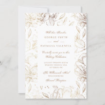 Faux Gold Foil Flowers Hand plockade Elegant bröll