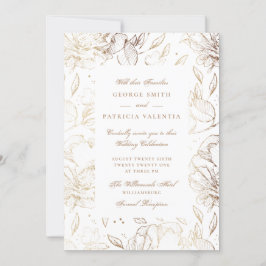 Faux Gold Foil Flowers Hand plockade Elegant bröll Inbjudningar
