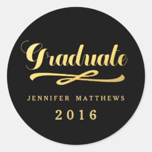 Faux Gold Foil Glamor 2016 Studenten Sticker Runt Klistermärke