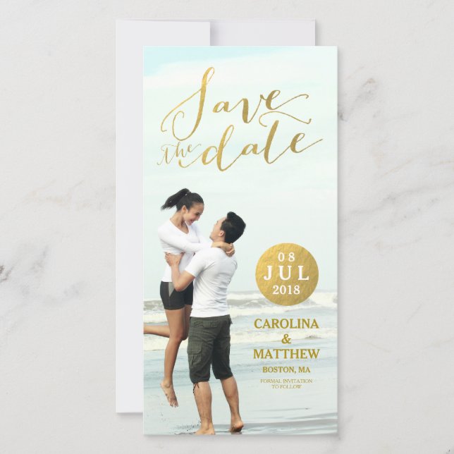 Faux Gold Foil Glamor | Spara datumfotokortet Spara Datumet (Framsida)
