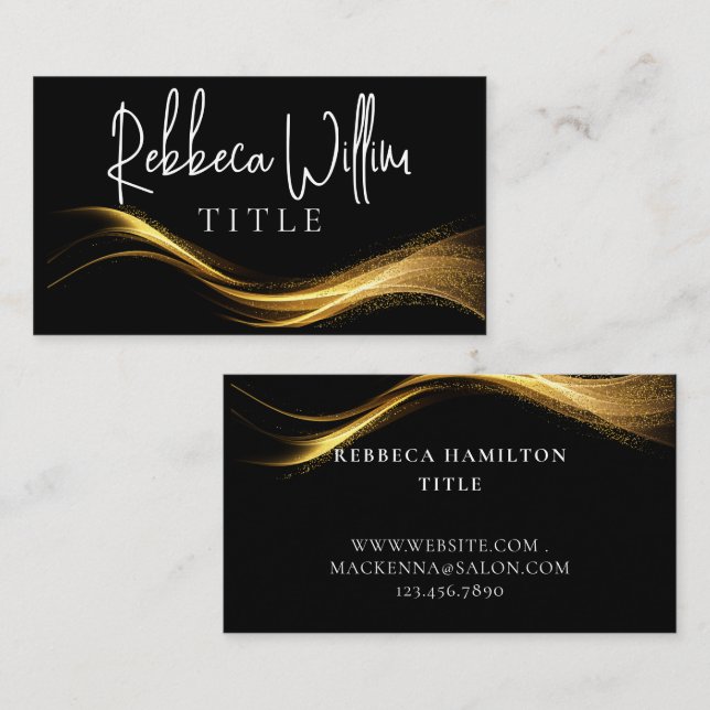 Faux Gold Foil Glitter Brush Stroke professionell Visitkort (Fram/baksida)