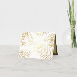 Faux Gold Foil Handflatan Löv Tropical Bröllop Tack Kort