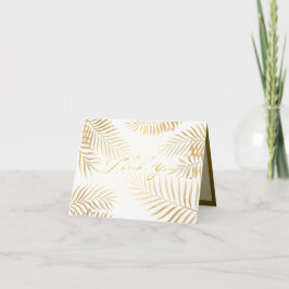 Faux Gold Foil Handflatan Löv Tropical Bröllop Tack Kort