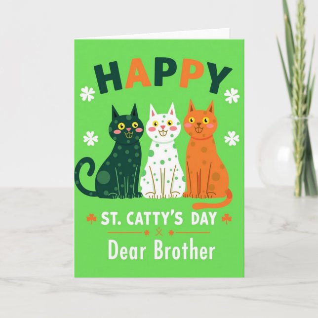 Faux Gold Foil Happy Cats Card Kort (Framsida)