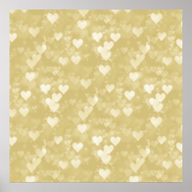 Faux Gold Foil Heart Background Hearts Bokeh Poster (Framsidan)