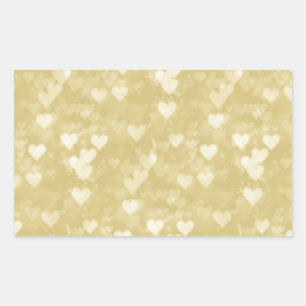 Faux Gold Foil Heart Background Hearts Bokeh Rektangulärt Klistermärke