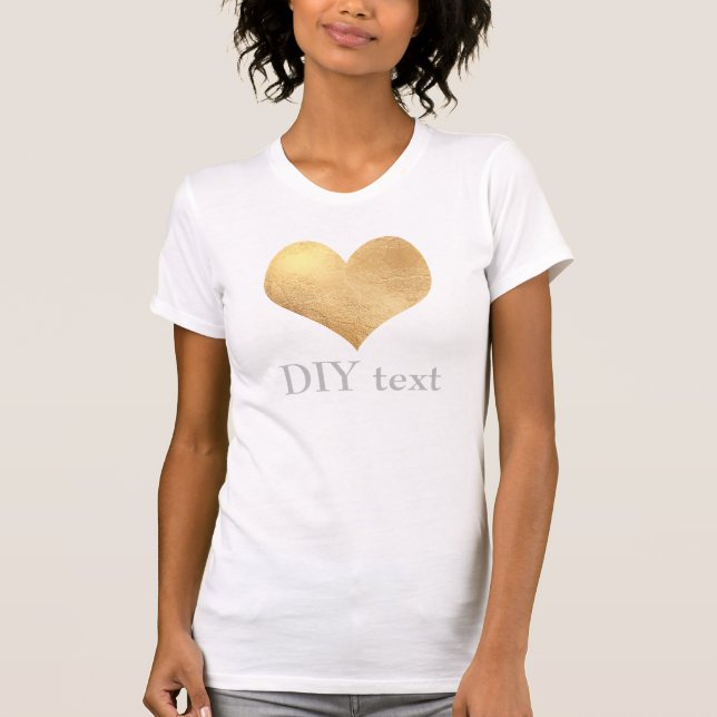 Faux Gold Foil, Heart T-shirt (Framsida)