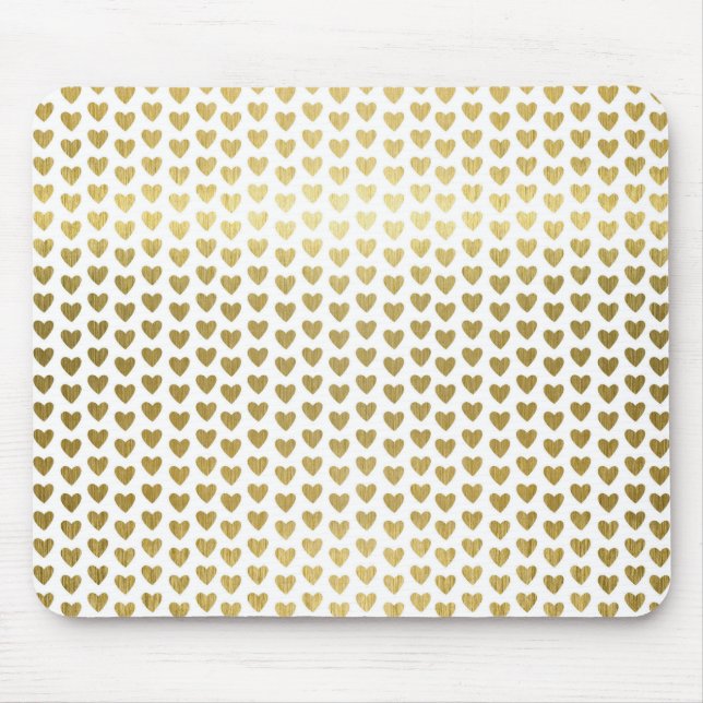 Faux Gold Foil Hearts Mönster Modern Musmatta (Framsidan)