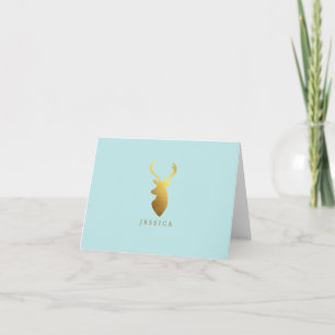 Faux Gold Foil Hjort Head Anteckningskort