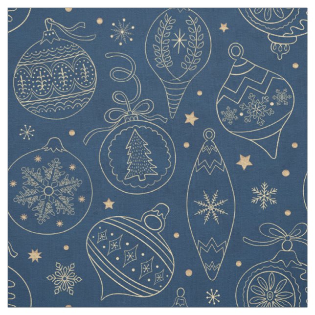 Faux Gold Foil Julgran Dekoration Mönster Tyg (Provkarta)