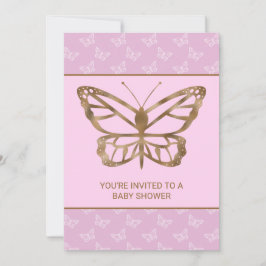 Faux Gold Foil look Butterfly - Lila Baby Shower Inbjudningar