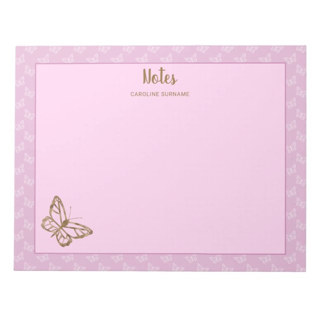 Faux Gold Foil look Butterfly on Lavender Lila Anteckningsblock (Framsida)