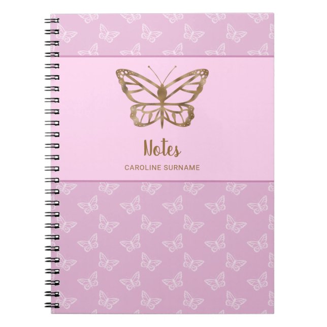 Faux Gold Foil look Butterfly on Lavender Lila Anteckningsbok (Framsidan)
