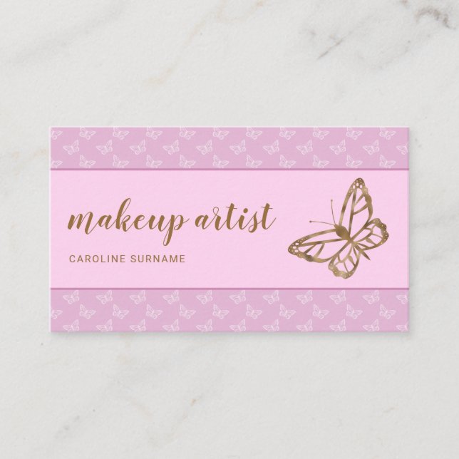 Faux Gold Foil look Butterfly on Lavender Lila Visitkort (Framsida)