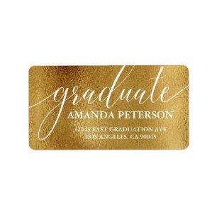Faux Gold Foil Modern Elegant Typography Student Adressetikett
