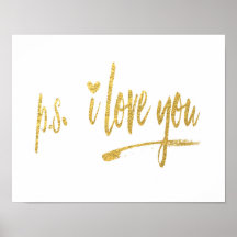 Faux Gold Foil p.s. I Kärlek You w/Heart