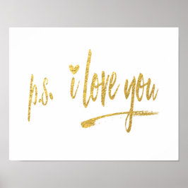 Faux Gold Foil p.s. I Kärlek You w/Heart Poster