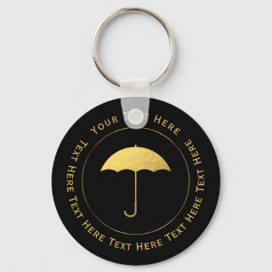 Faux Gold Foil Paraply Nyckelring