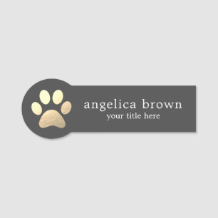 Faux Gold Foil Paw Print Veterinarian Namn bricka Namnbricka