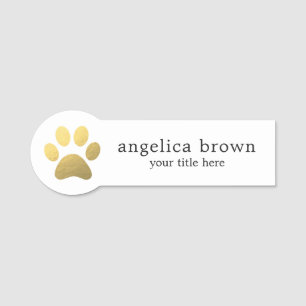 Faux Gold Foil Paw Print Veterinarian Namn bricka Namnbricka