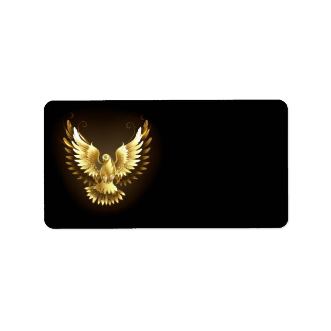 Faux Gold Foil Peace Dove on Black Adressetikett (Framsidan)