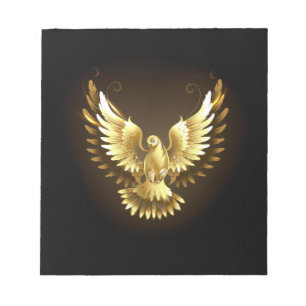 Faux Gold Foil Peace Dove on Black Anteckningsblock