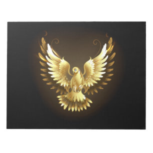 Faux Gold Foil Peace Dove on Black Anteckningsblock