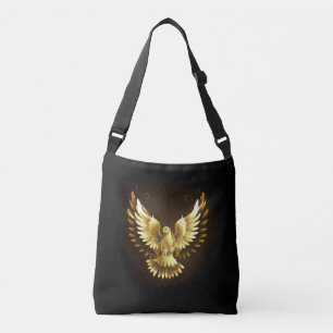 Faux Gold Foil Peace Dove on Black Axelväska