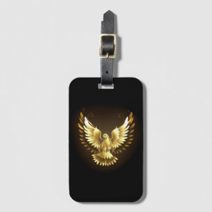 Faux Gold Foil Peace Dove on Black Bagagebricka