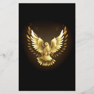 Faux Gold Foil Peace Dove on Black Brevpapper