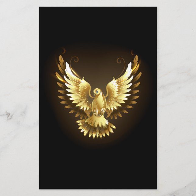 Faux Gold Foil Peace Dove on Black Brevpapper (Framsida)