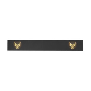 Faux Gold Foil Peace Dove on Black Etikettband